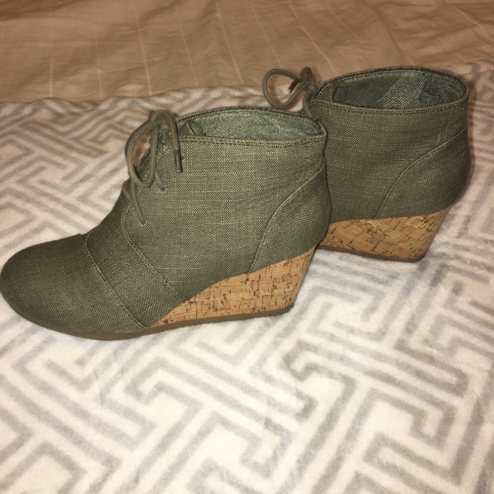Olive Green wedge booties